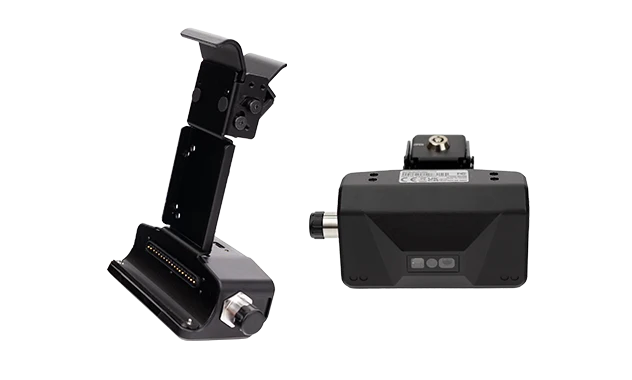 Vehicle docking station with integrated barcode scanner and UHF RFID module for warehouse and logistics tablet deployments