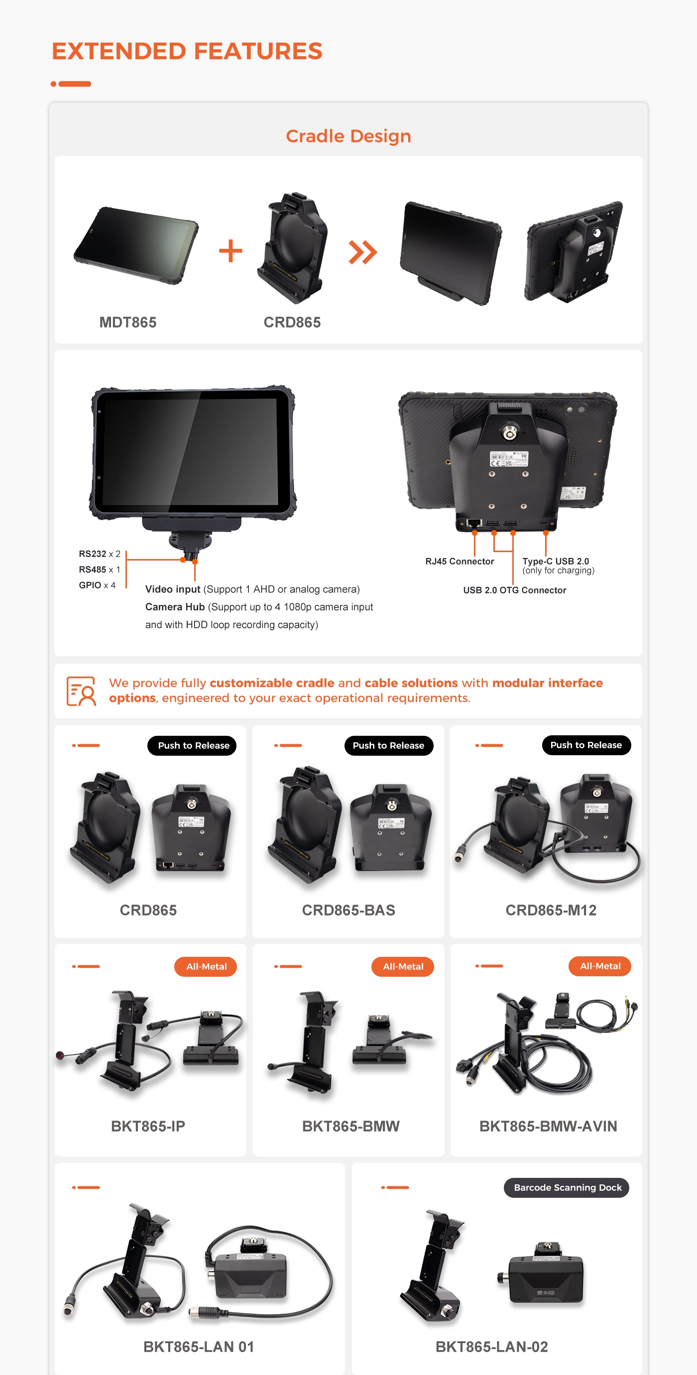 MDT865 docking cradle