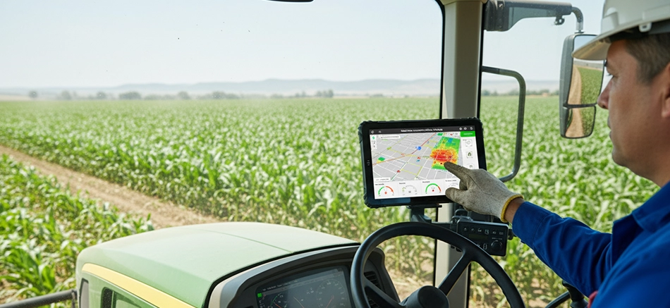 Rugged Tablet MDT865 on agricultural machinery