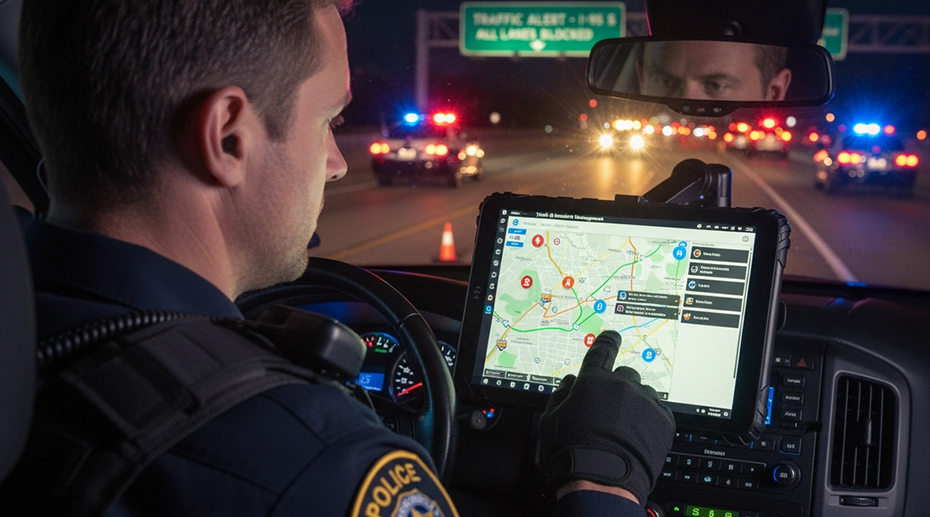 Mobile Data Terminal MDT765 on police car