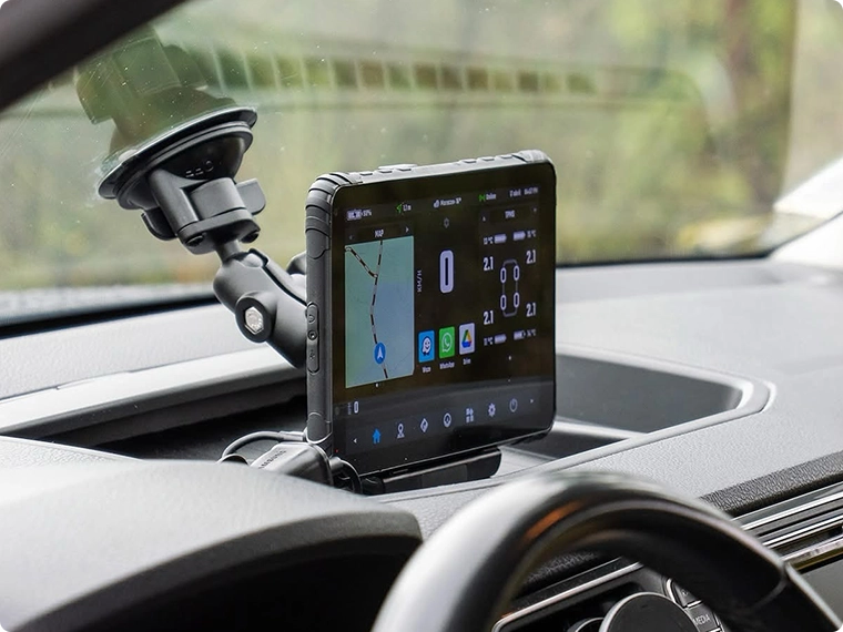 System integrator planning fleet hardware refresh on rugged MDT tablet with lifecycle management dashboard showing device deployment timelines, spare pool inventory, and end-of-life decommissioning schedule