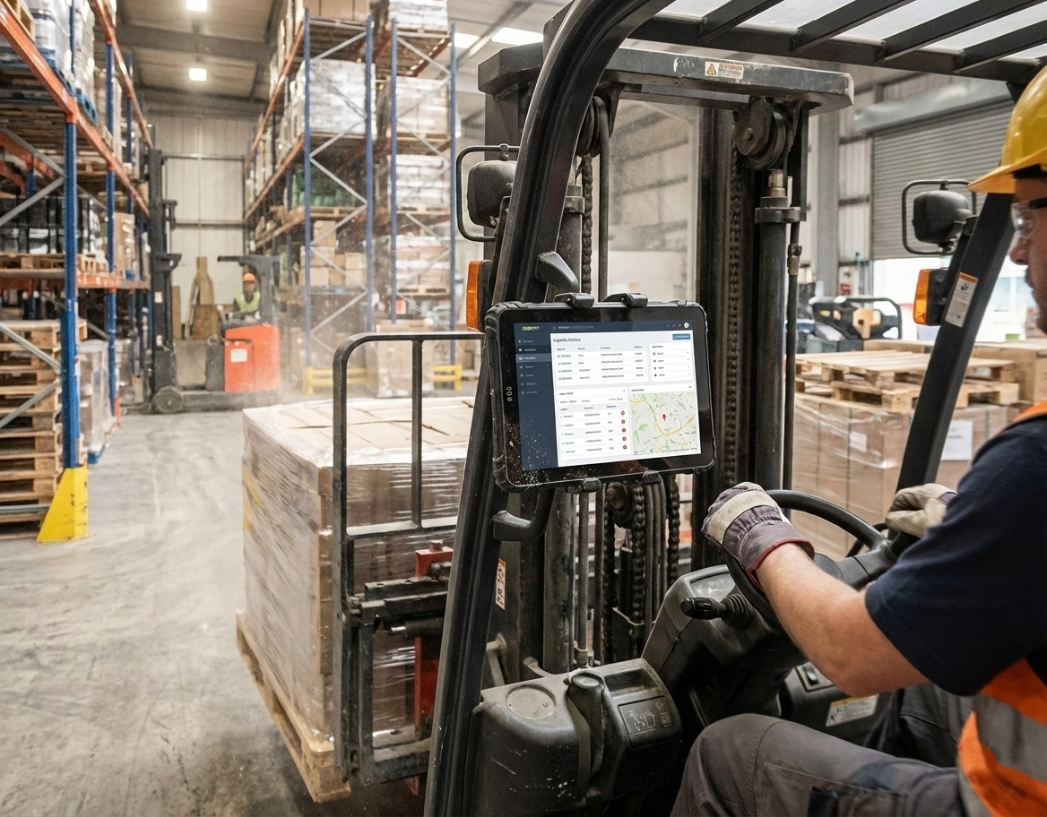 Rugged forklift tablet features: shock resistance, sunlight-readable display, vehicle docking