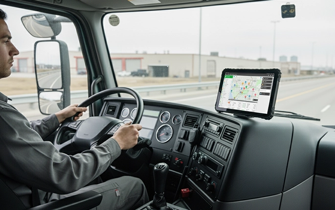 Fleet management system provider icon - rugged tablet for fleet operations and dispatch management Fleet management system provider icon - rugged tablet for fleet operations and dispatch management