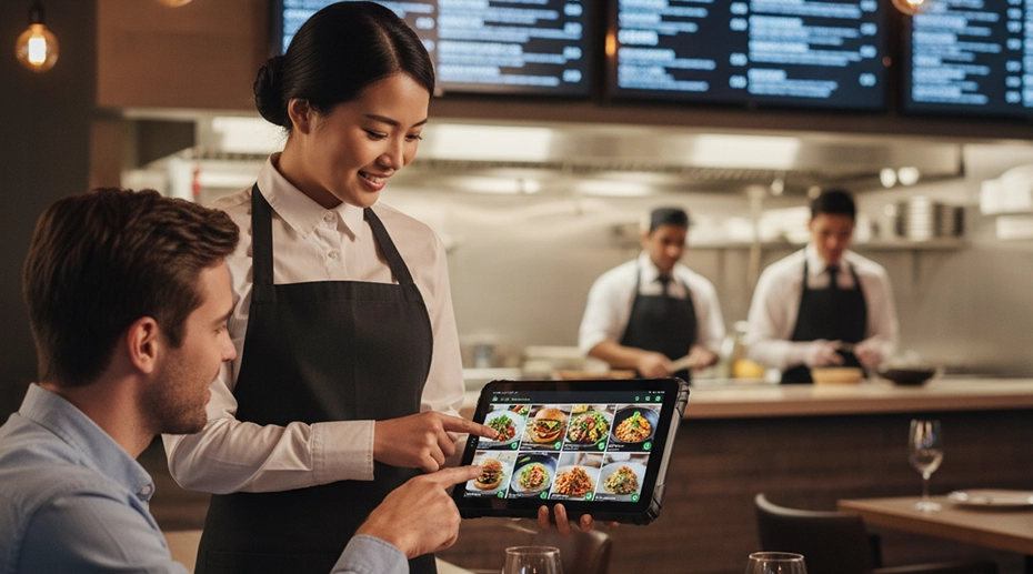 Tablet-based ordering system in cafe or restaurant Tablet-based ordering system in cafe or restaurant