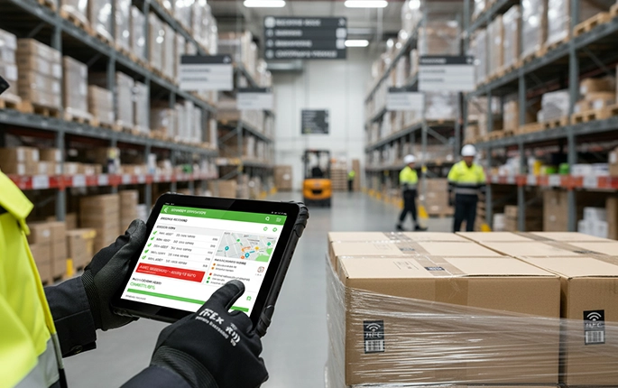Inventory management tablet for warehouse stock tracking