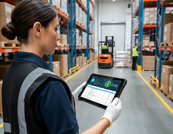 Warehouse rugged tablet for logistics and inventory operations