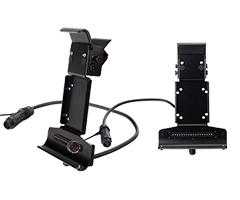 Dashboard mount bracket for rugged tablet on vehicle dashboard for driver visibility