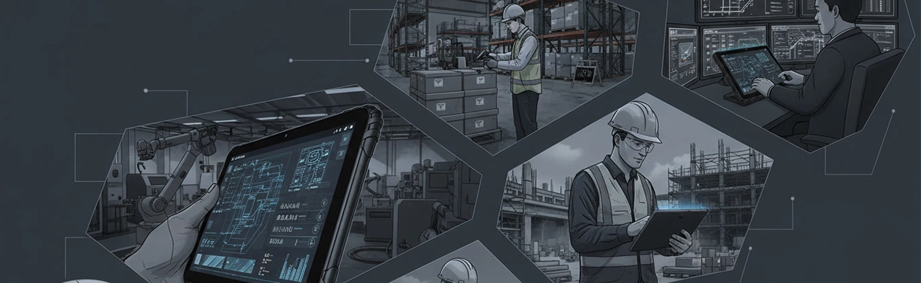Android rugged tablet designed for industrial vehicles, field operations, and harsh working environments