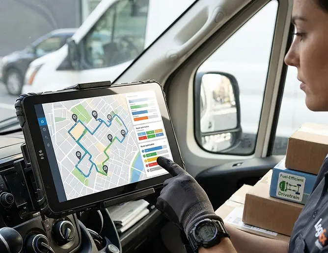 Dispatch system tablet mounted in vehicle for fleet operations