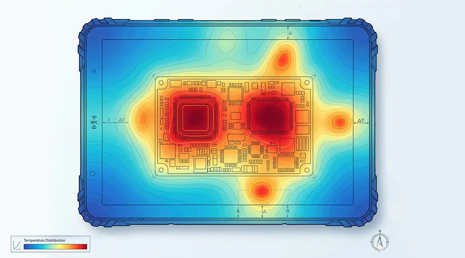 rugged tablet thermal heat map showing temperature distribution rugged tablet thermal heat map showing temperature distribution