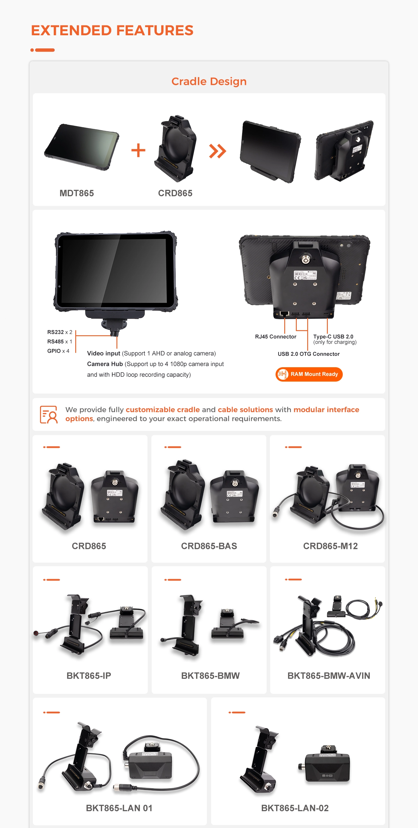 MDT865 docking cradle