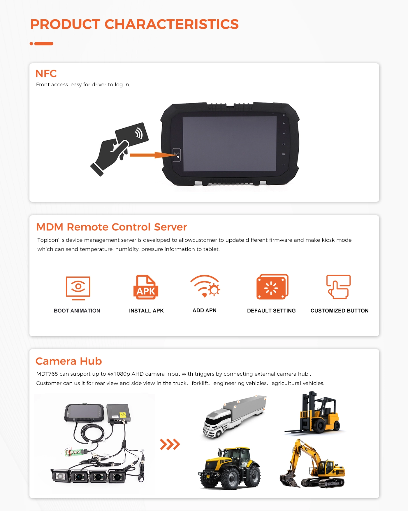 MDT765 7-inch vehicle-mounted MDT with 4-channel AHD camera support for bus fleet safety