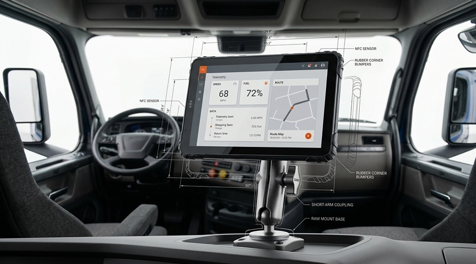 TOPICON vehicle mount terminal with dual isolated CAN Bus transceivers and 9-36V DC-DC power input for noise-resistant fleet telematics