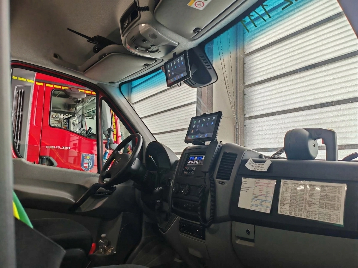Fire truck rugged tablet deployment